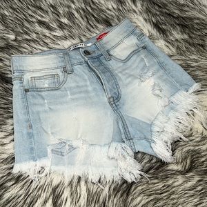Celebrity Pink The Brat Light Wash Distressed Denim Frayed Cut-off Shorts 25